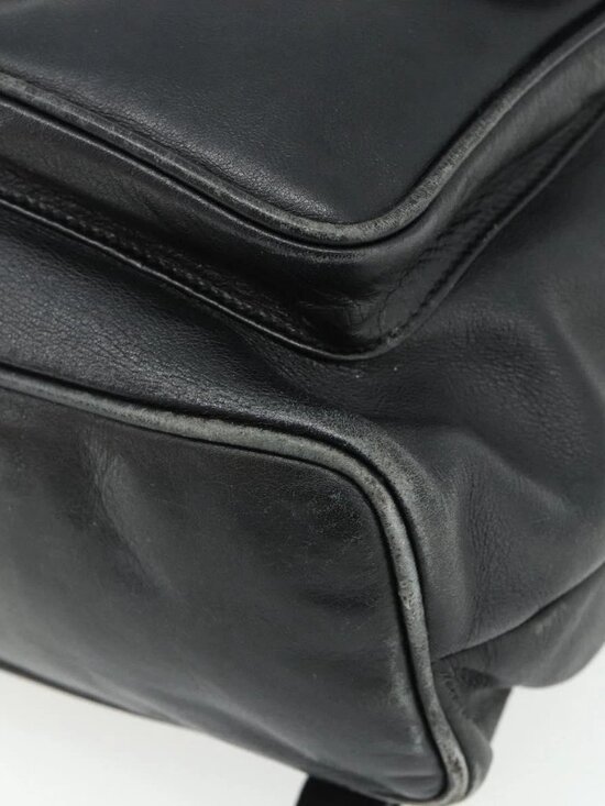 GUCCI Bamboo Backpack Leather Black Gold Auth main image 5